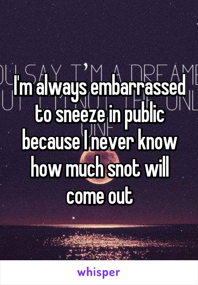 I'm always embarrassed to sneeze in public because I never know how much snot will come out