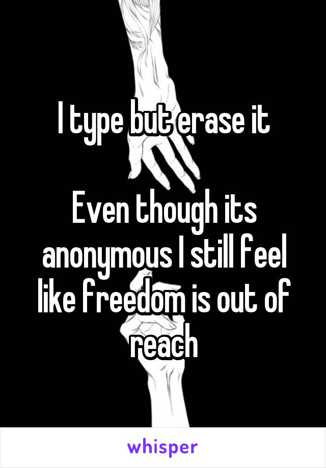 I type but erase it

Even though its anonymous I still feel like freedom is out of reach