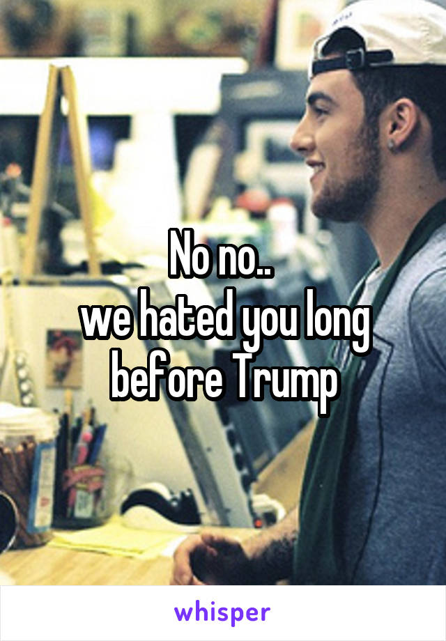 No no.. 
we hated you long before Trump