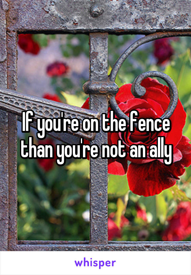 If you're on the fence than you're not an ally