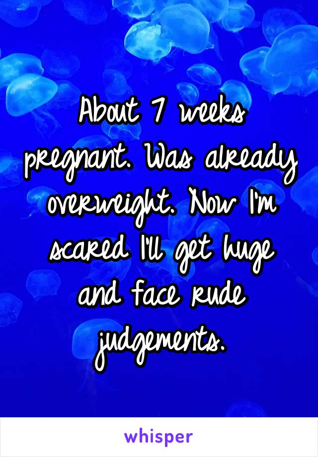 About 7 weeks pregnant. Was already overweight. Now I'm scared I'll get huge and face rude judgements.