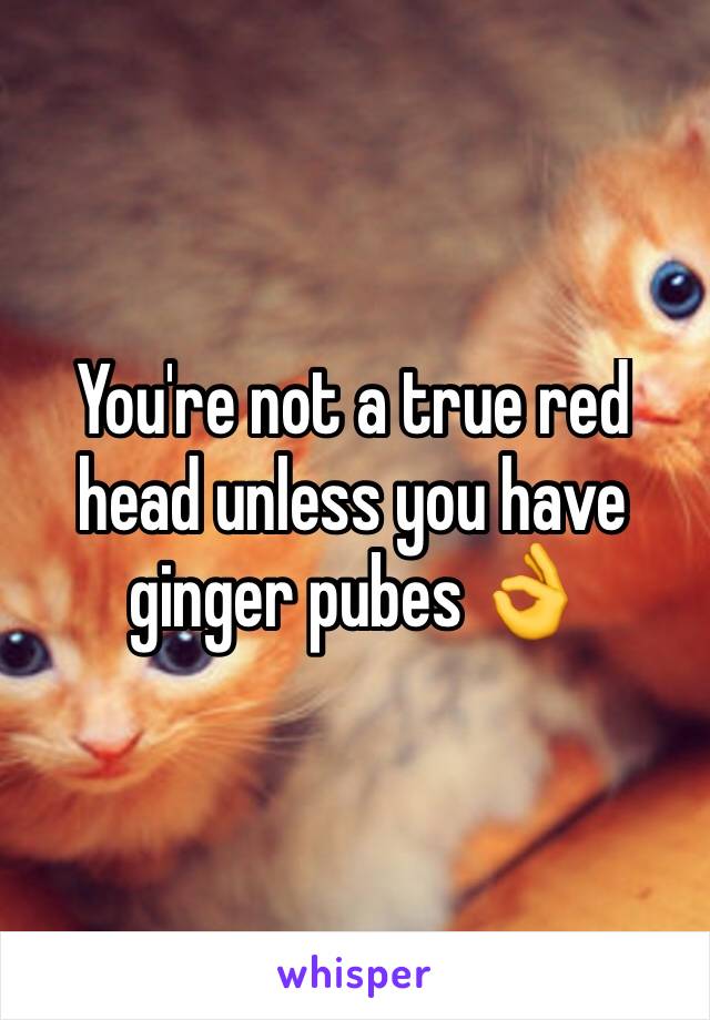 You're not a true red head unless you have ginger pubes 👌