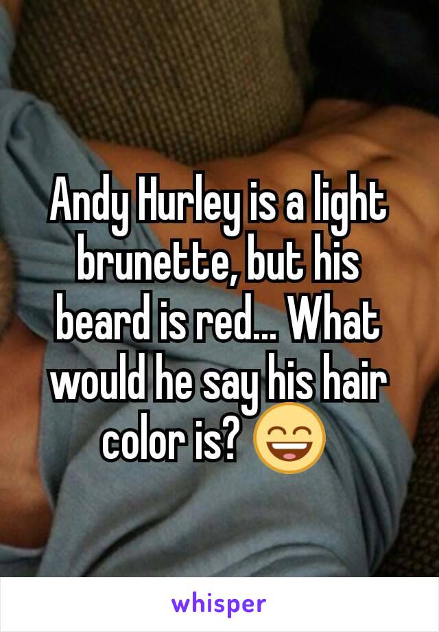 Andy Hurley is a light brunette, but his beard is red... What would he say his hair color is? 😄 