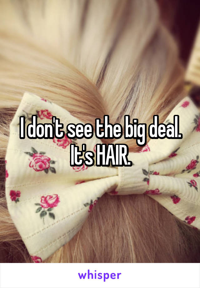 I don't see the big deal. It's HAIR.