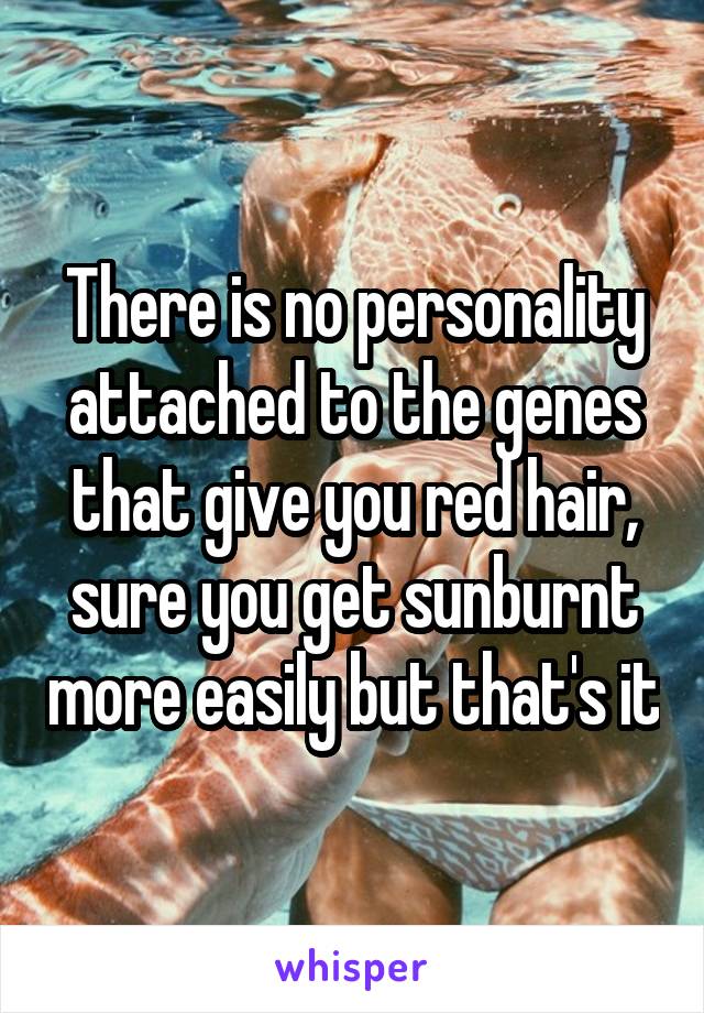 There is no personality attached to the genes that give you red hair, sure you get sunburnt more easily but that's it