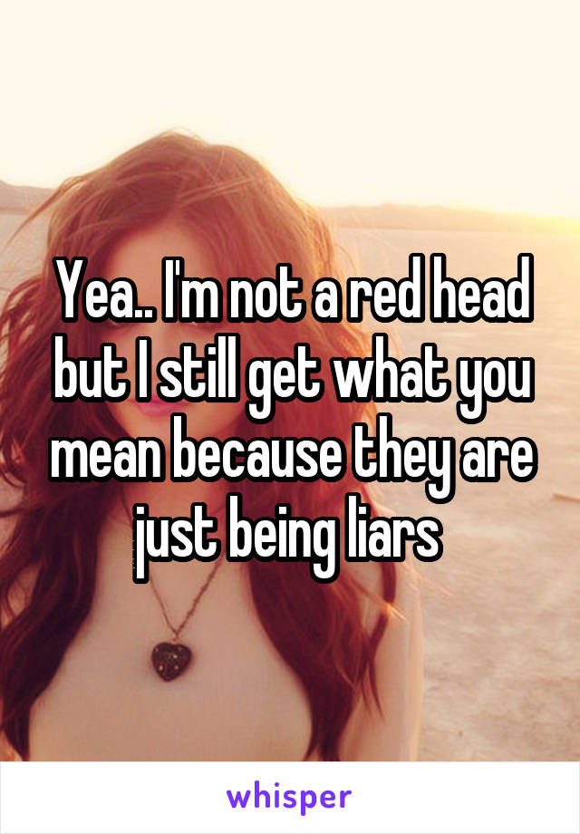 Yea.. I'm not a red head but I still get what you mean because they are just being liars 