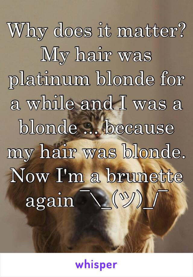 Why does it matter? My hair was platinum blonde for a while and I was a blonde ... because my hair was blonde. Now I'm a brunette again ¯\_(ツ)_/¯ 