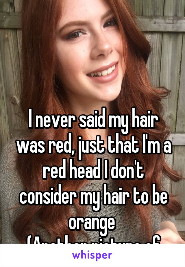 




I never said my hair was red, just that I'm a red head I don't consider my hair to be orange 
(Another picture of me)