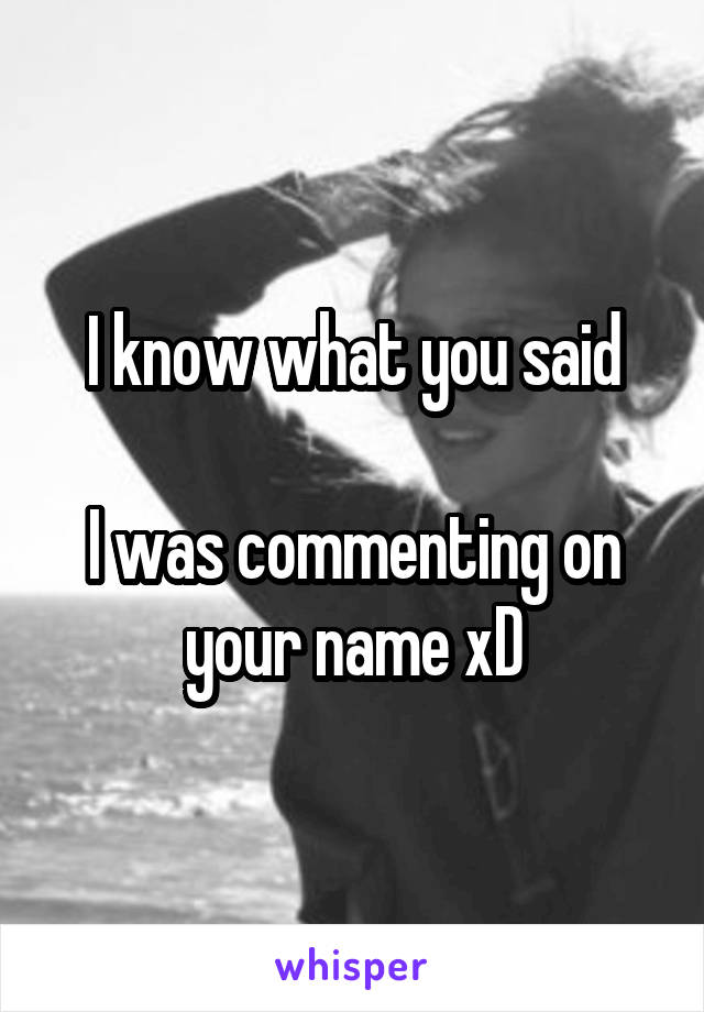 I know what you said

I was commenting on your name xD