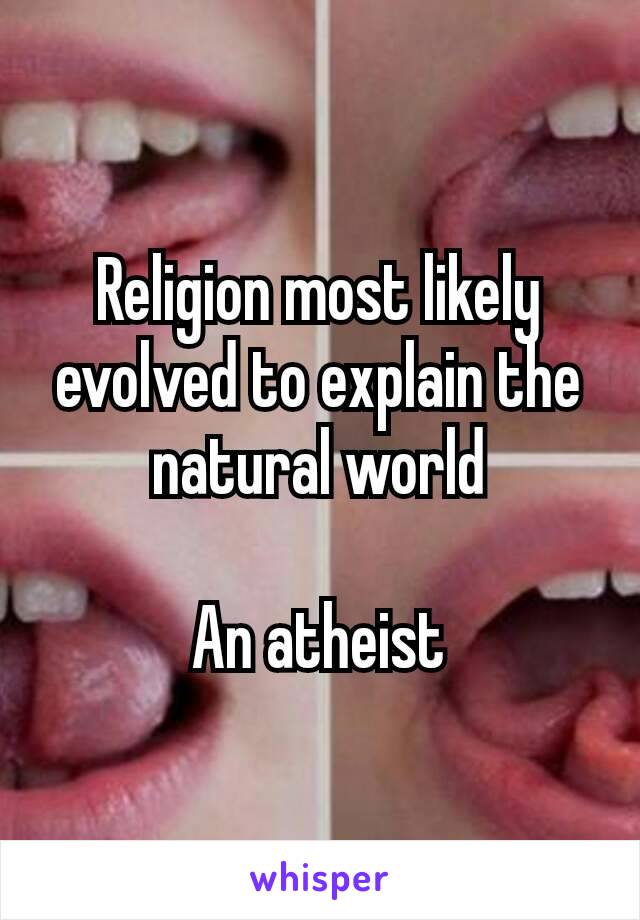 Religion most likely evolved​ to explain the natural world

An atheist