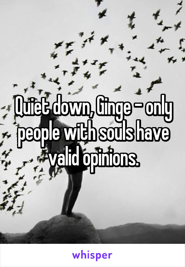 Quiet down, Ginge - only people with souls have valid opinions.
