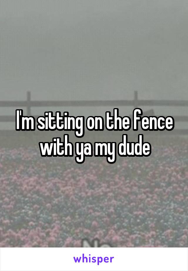 I'm sitting on the fence with ya my dude