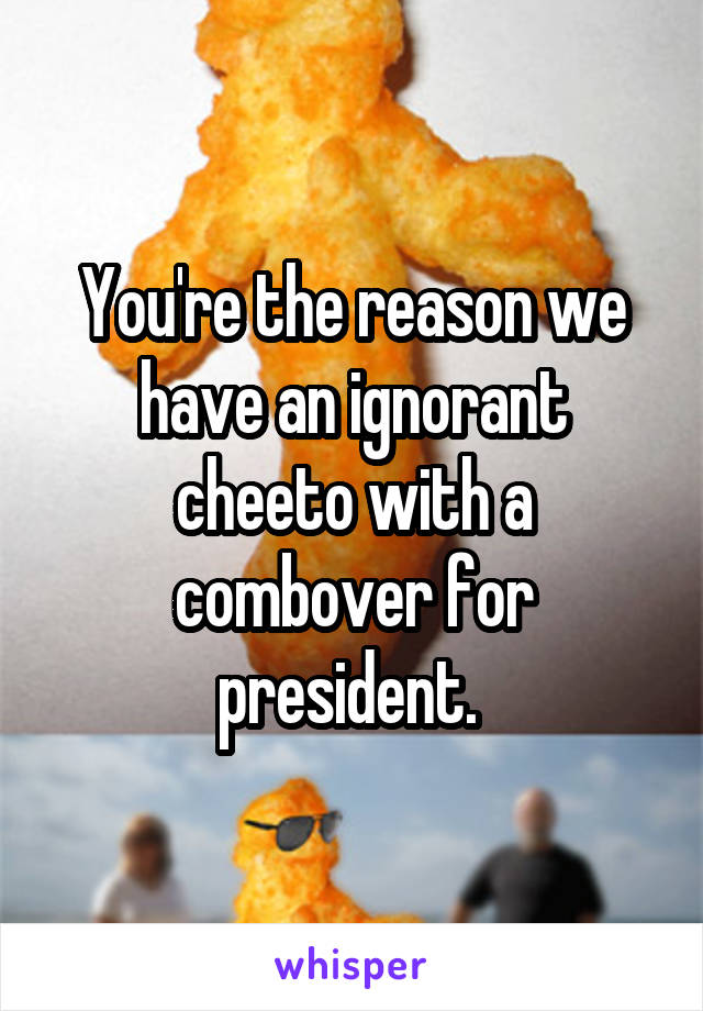 You're the reason we have an ignorant cheeto with a combover for president. 