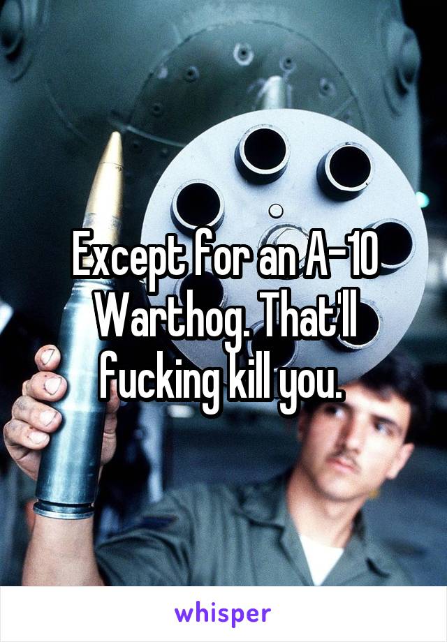 Except for an A-10 Warthog. That'll fucking kill you. 