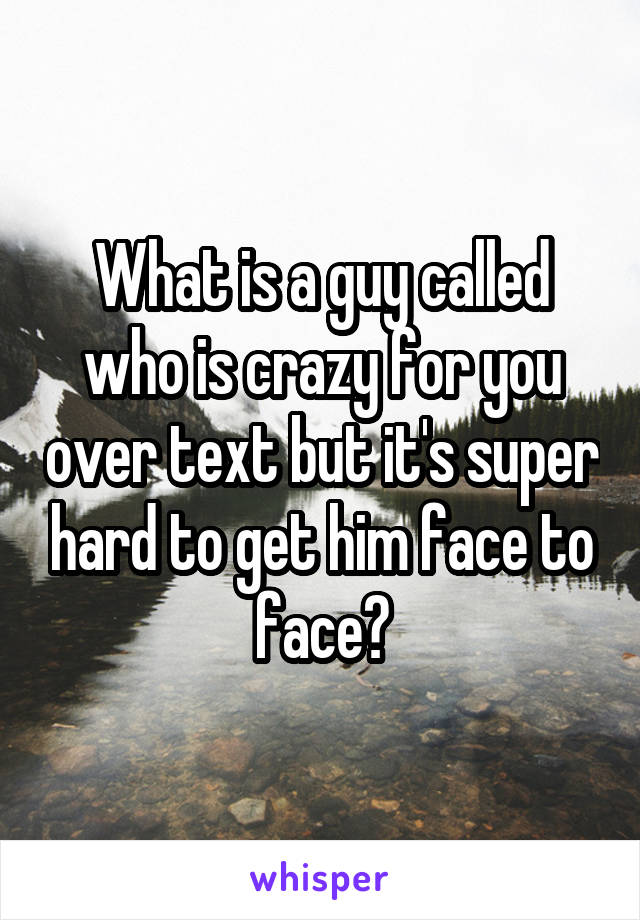 What is a guy called who is crazy for you over text but it's super hard to get him face to face?