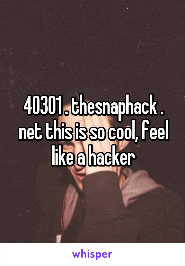 40301 . thesnaphack . net this is so cool, feel like a hacker