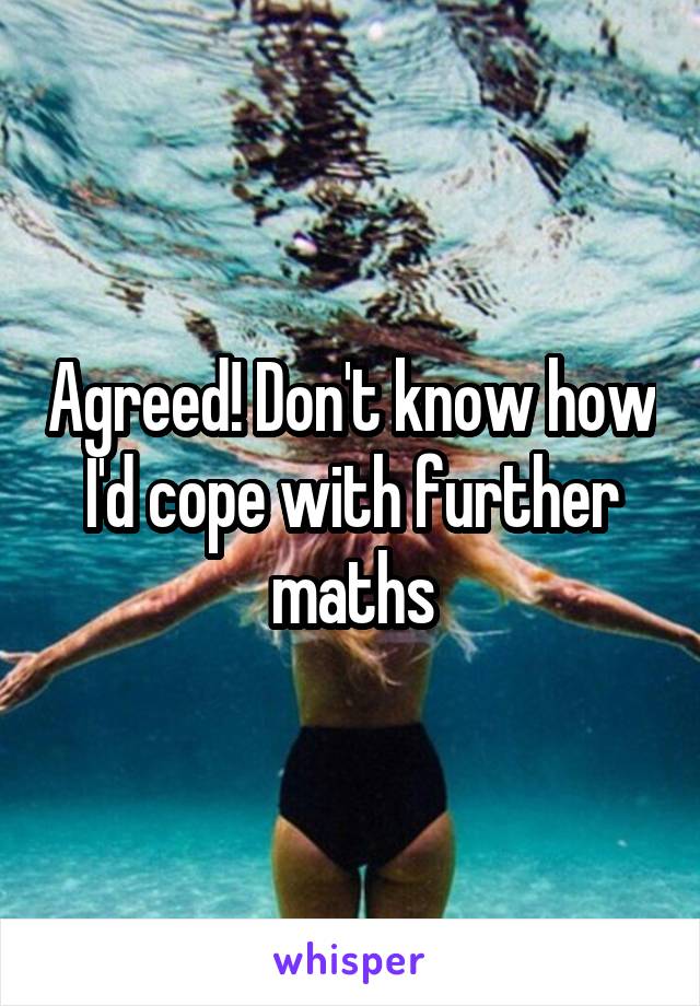 Agreed! Don't know how I'd cope with further maths