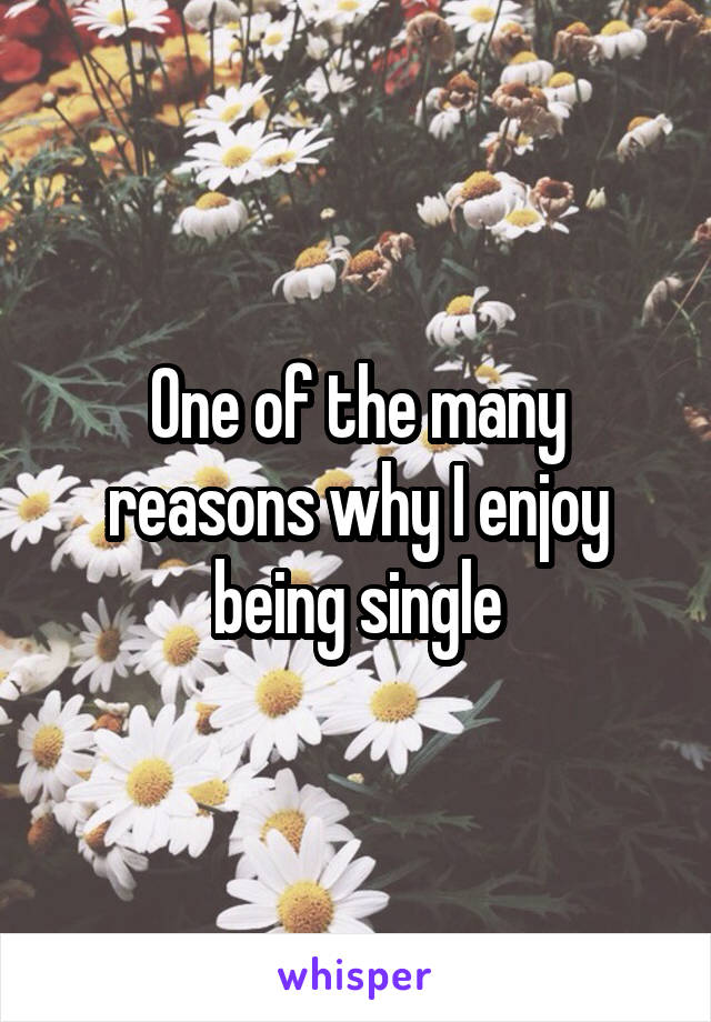One of the many reasons why I enjoy being single