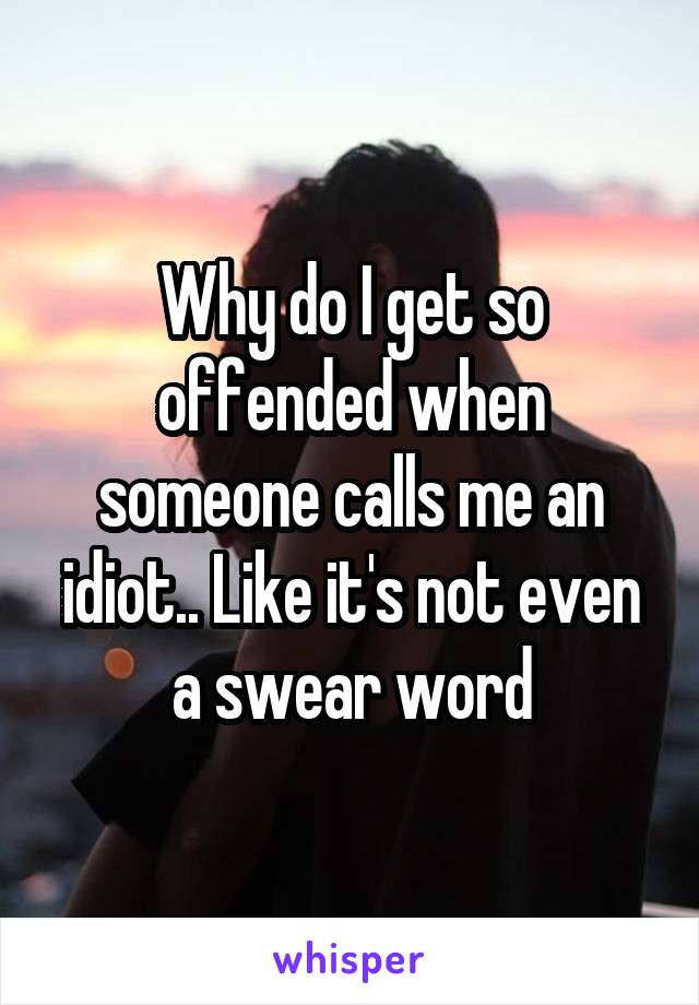 Why do I get so offended when someone calls me an idiot.. Like it's not even a swear word