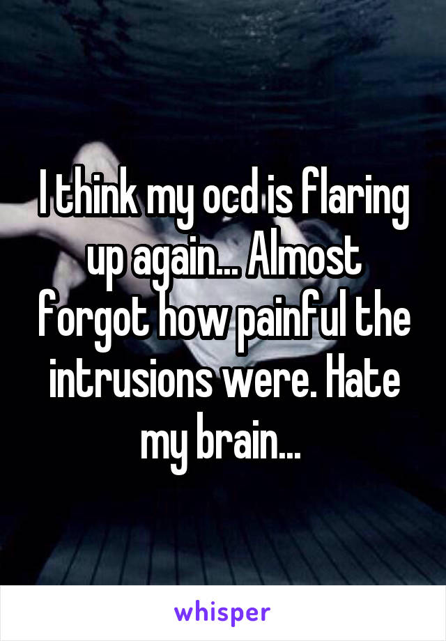 I think my ocd is flaring up again... Almost forgot how painful the intrusions were. Hate my brain... 