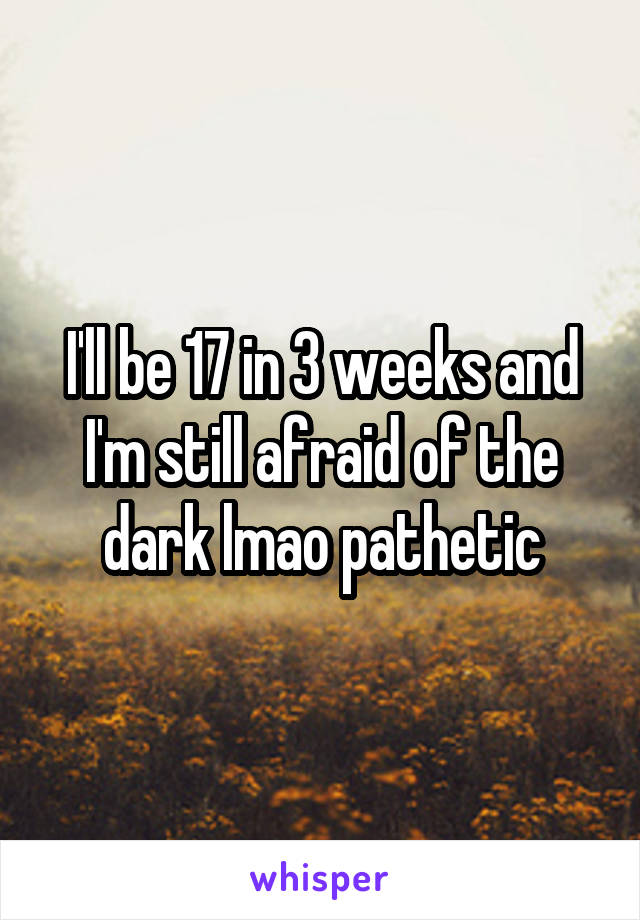 I'll be 17 in 3 weeks and I'm still afraid of the dark lmao pathetic