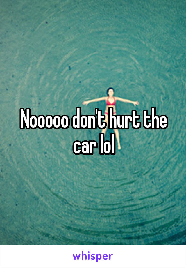 Nooooo don't hurt the car lol