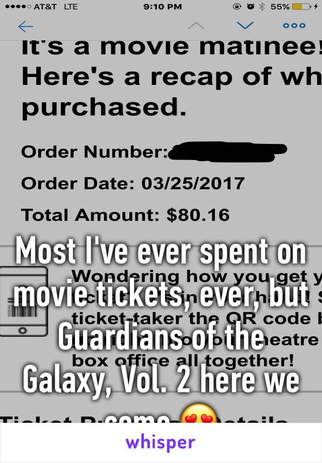 




Most I've ever spent on movie tickets, ever, but Guardians of the Galaxy, Vol. 2 here we come 😍