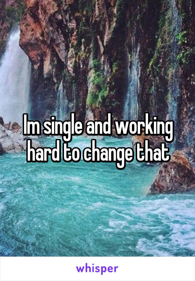 Im single and working hard to change that