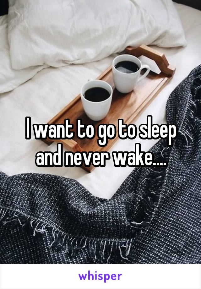 I want to go to sleep and never wake....