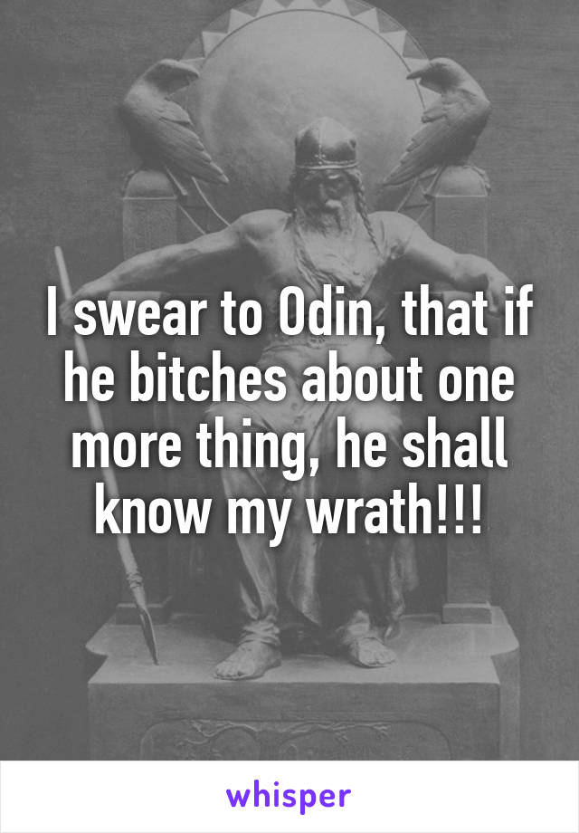 I swear to Odin, that if he bitches about one more thing, he shall know my wrath!!!