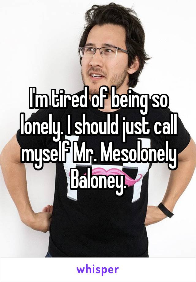 I'm tired of being so lonely. I should just call myself Mr. Mesolonely Baloney.