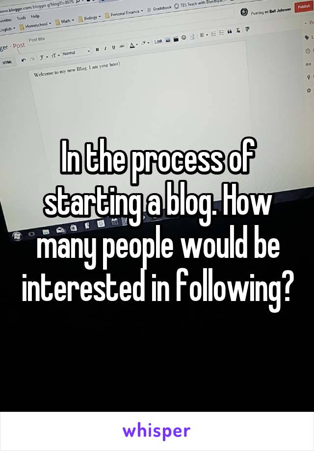 In the process of starting a blog. How many people would be interested in following?