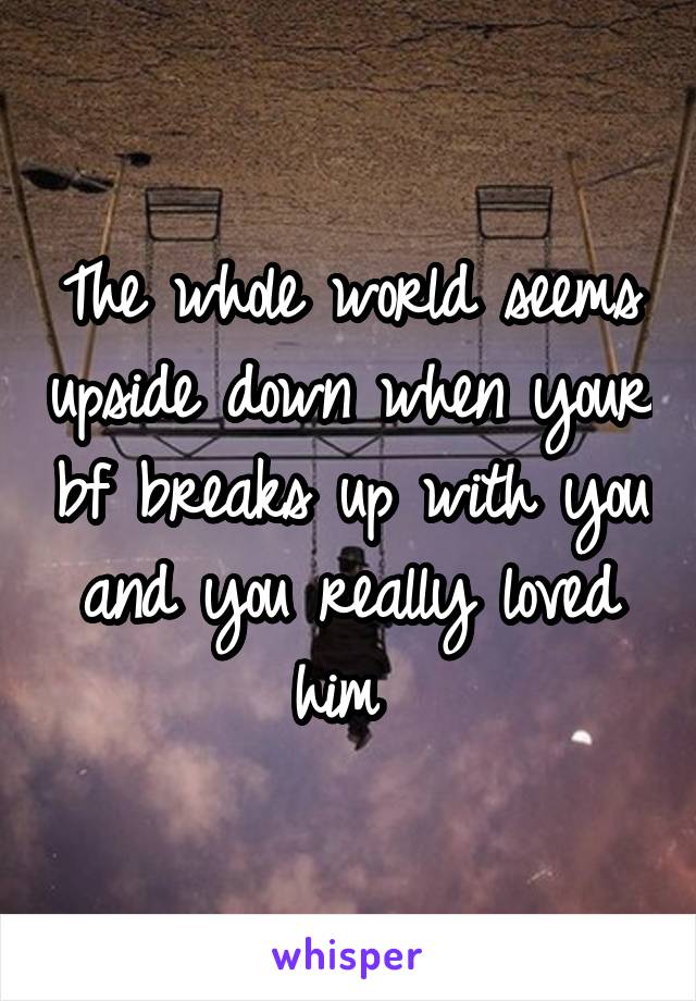 The whole world seems upside down when your bf breaks up with you and you really loved him 