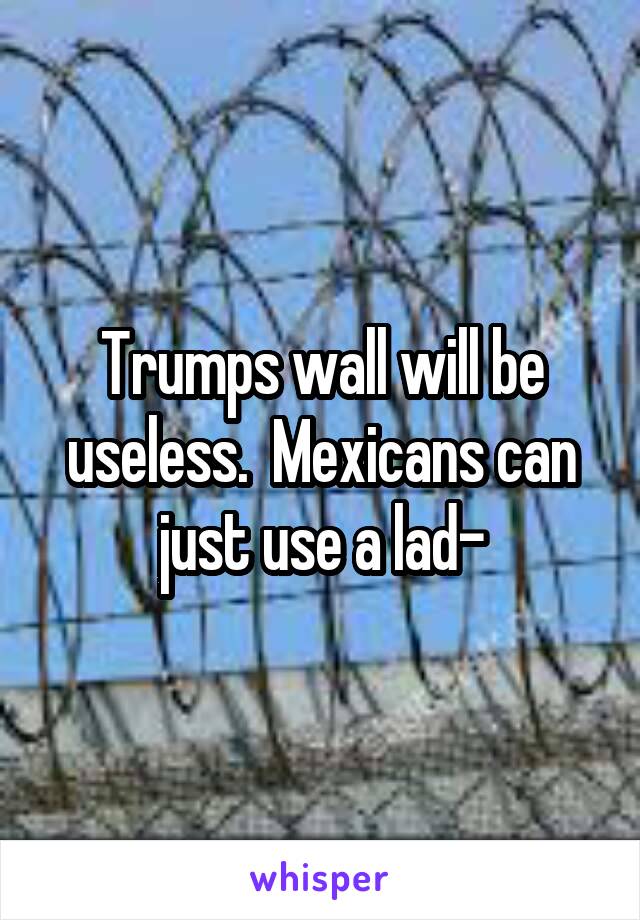 Trumps wall will be useless.  Mexicans can just use a lad-