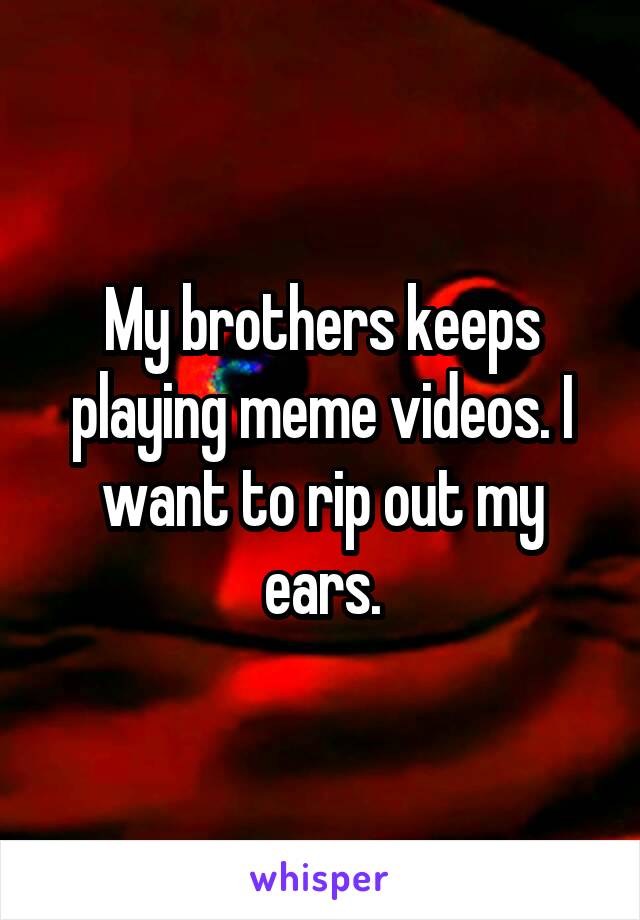 My brothers keeps playing meme videos. I want to rip out my ears.