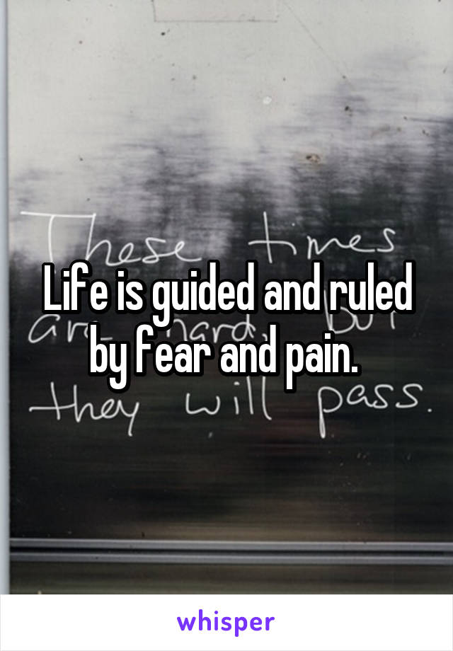 Life is guided and ruled by fear and pain. 