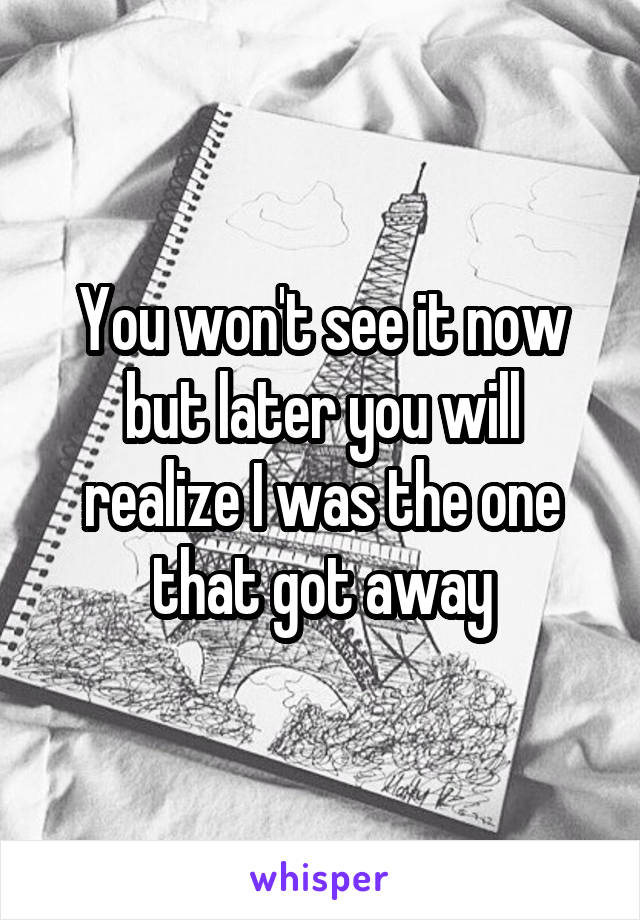 You won't see it now but later you will realize I was the one that got away