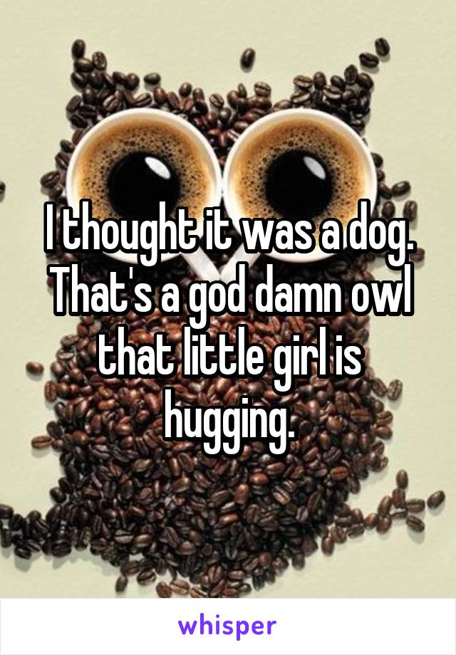 I thought it was a dog. That's a god damn owl that little girl is hugging.