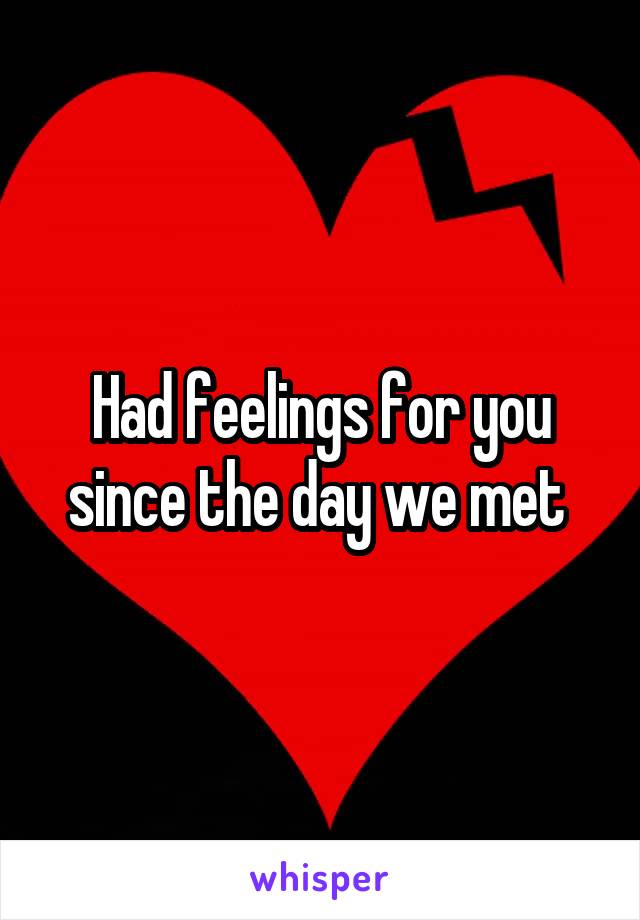 Had feelings for you since the day we met 