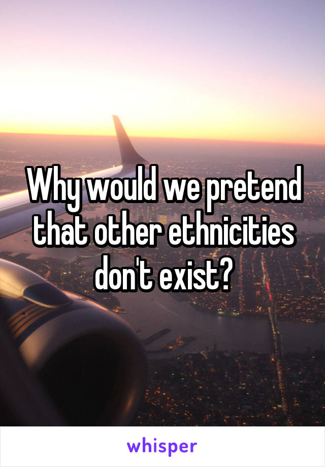 Why would we pretend that other ethnicities don't exist?