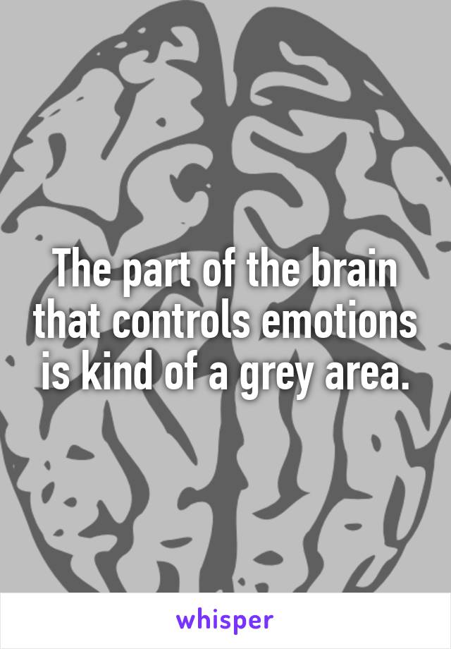 The part of the brain that controls emotions is kind of a grey area.