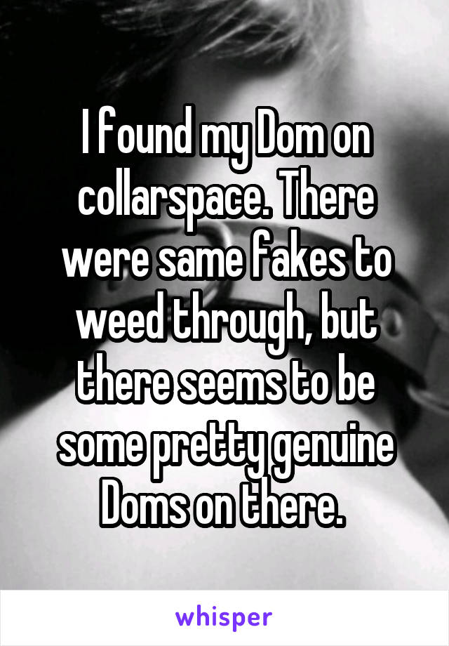 I found my Dom on collarspace. There were same fakes to weed through, but there seems to be some pretty genuine Doms on there. 