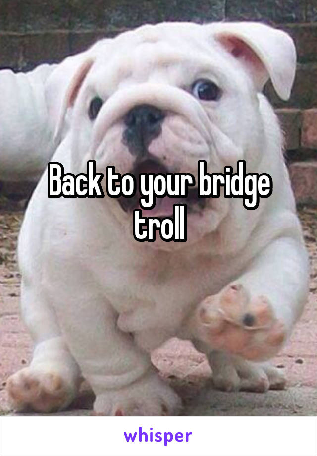 Back to your bridge troll
