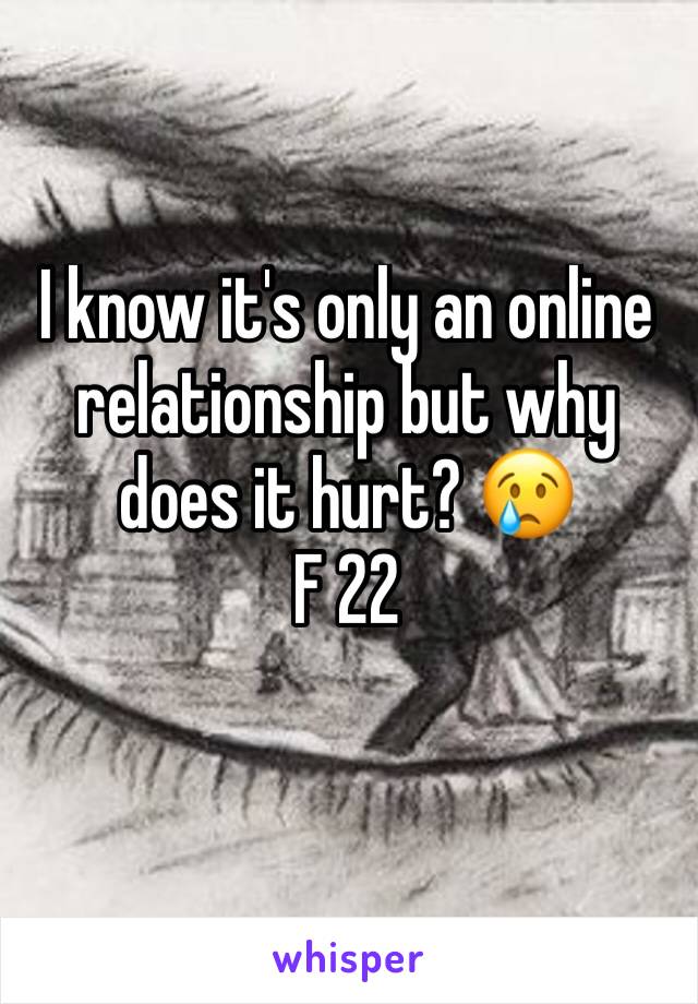 I know it's only an online relationship but why does it hurt? 😢
F 22