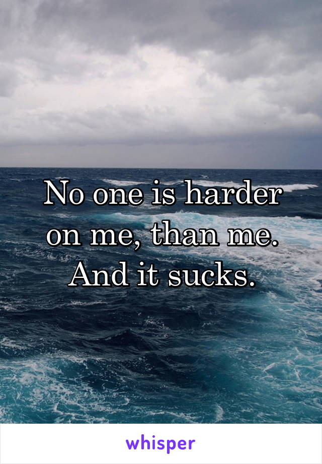 No one is harder on me, than me. And it sucks.