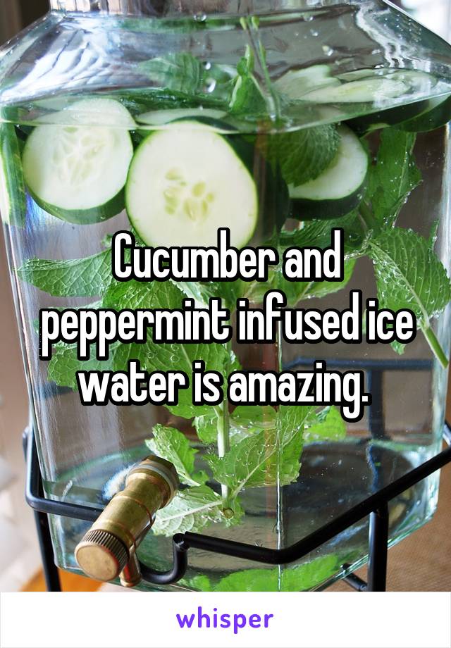 Cucumber and peppermint infused ice water is amazing. 