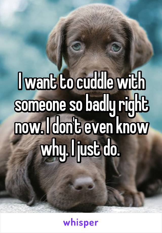 I want to cuddle with someone so badly right now. I don't even know why. I just do. 