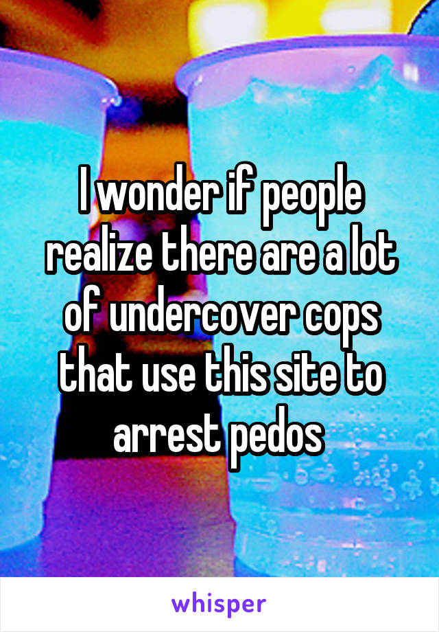 I wonder if people realize there are a lot of undercover cops that use this site to arrest pedos 