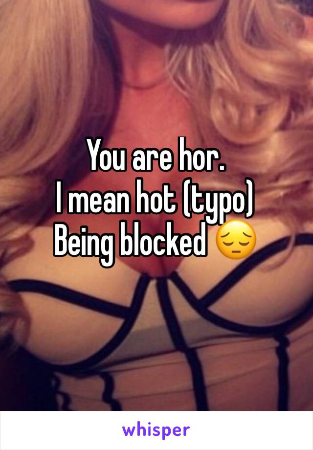 You are hor. 
I mean hot (typo)
Being blocked 😔