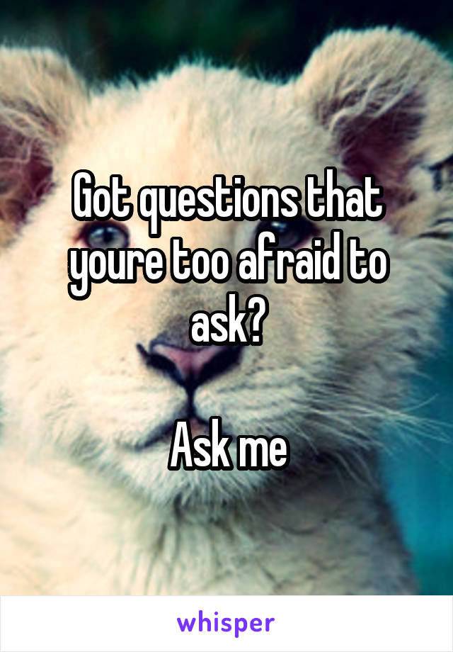 Got questions that youre too afraid to ask?

Ask me